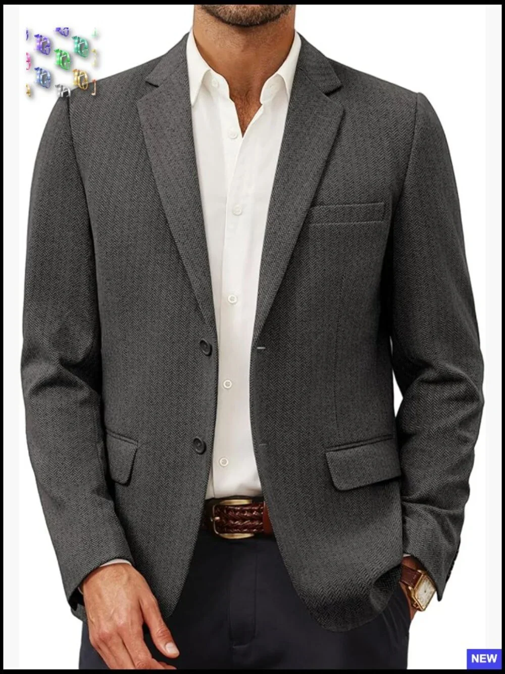 Herringbone Knit Blazer Lightweight Casual Sport Coat Elegant Business